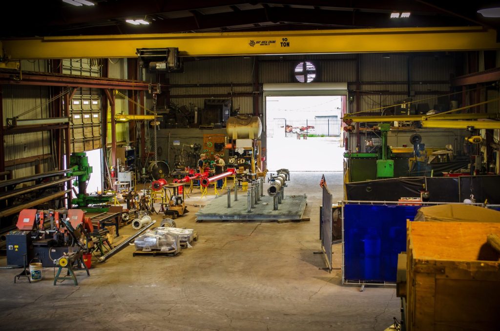 FAB Industries fabrication shop with overhead crane, Houston
