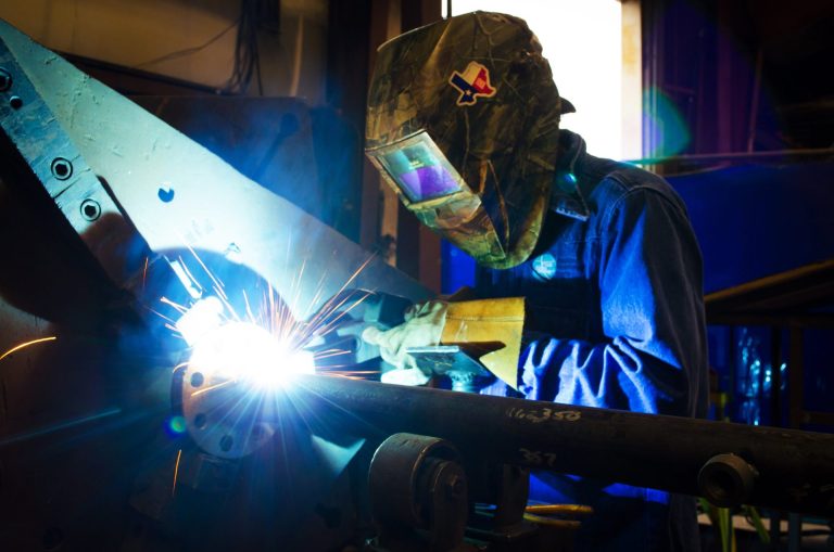 Welder at work in the Fab shop