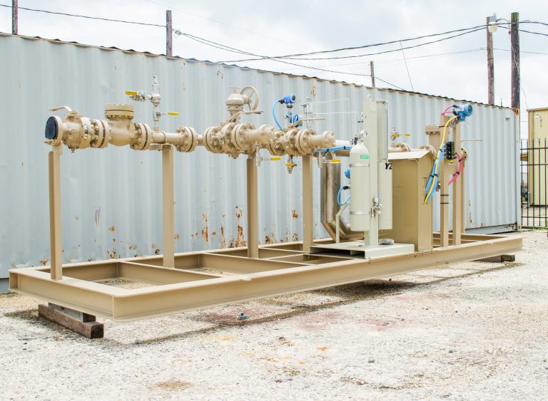 Tan metering skid with instrumentation fabricated by Fab Industries